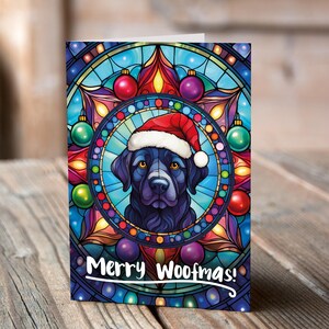Carte de Noël Labrador Black dans un bonnet de Noel