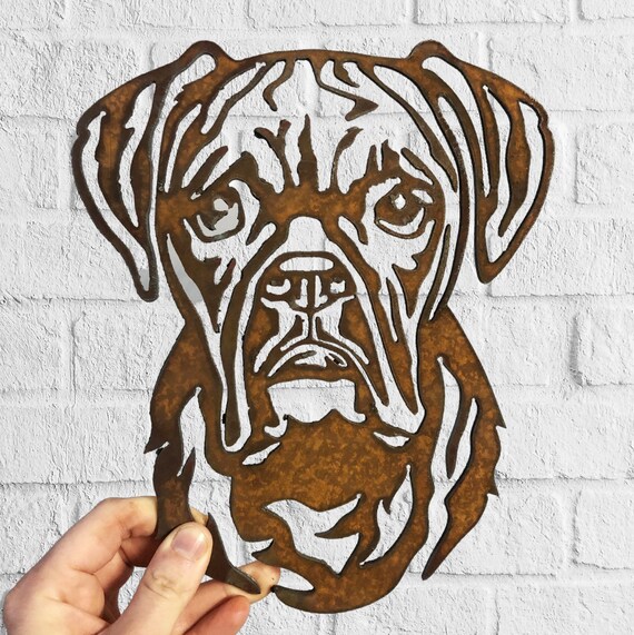 Boxer Dog Garden Art Sculpture Ornament Rusty Metal Australia Boxer Dog Garden Art Sculpture, Boxer Dog Garden Statue Australia