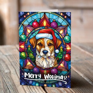 Carte de Noël Jack Russell dans un bonnet de Noel