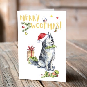 Carte de Noël Husky