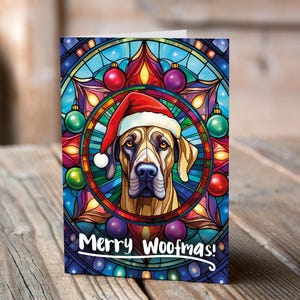 Carte de Noël Grand danois dans un bonnet de Noel