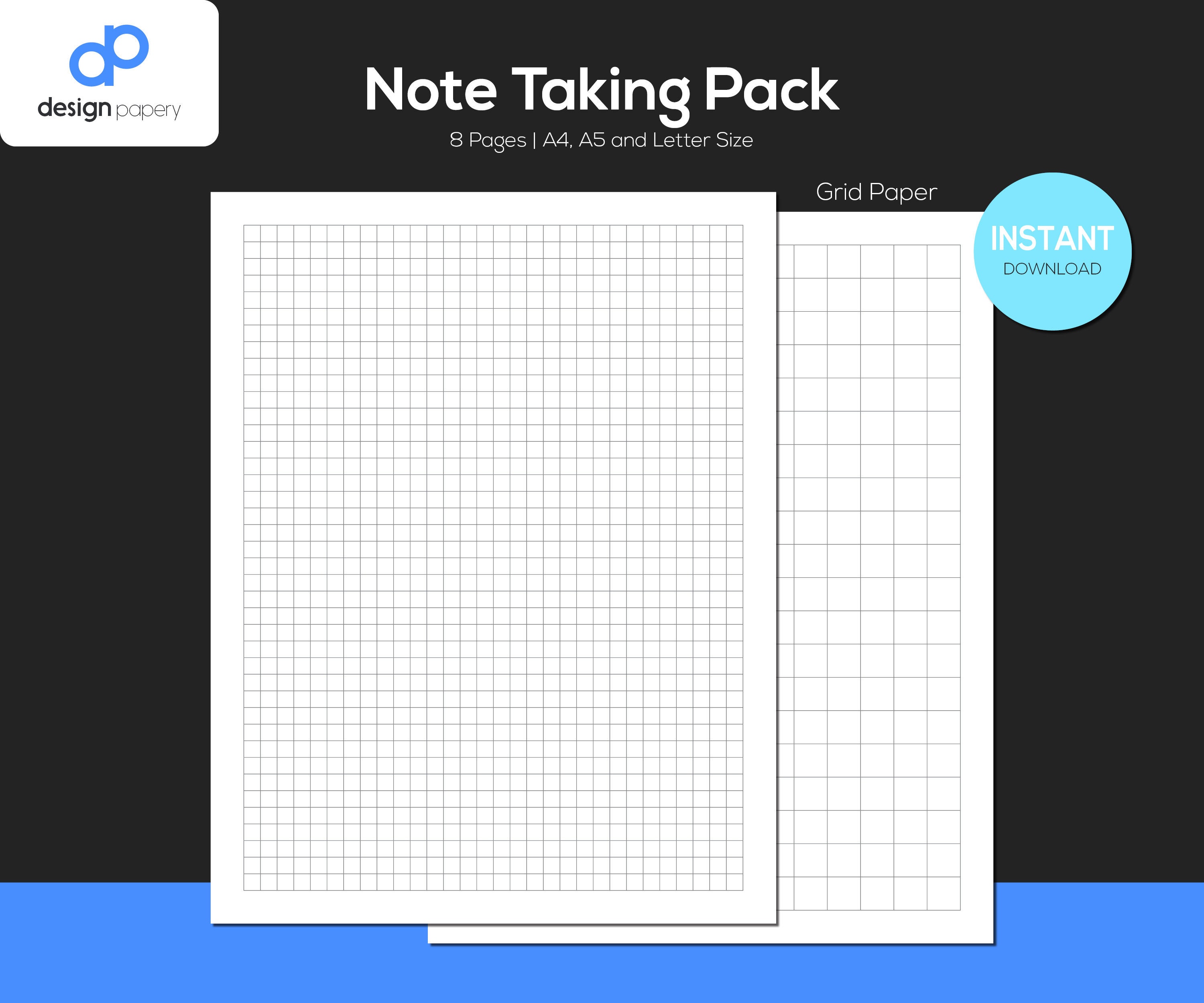 Note Taking Pack, Note Paper, Printable Paper, Graph Paper, Lined Paper ...