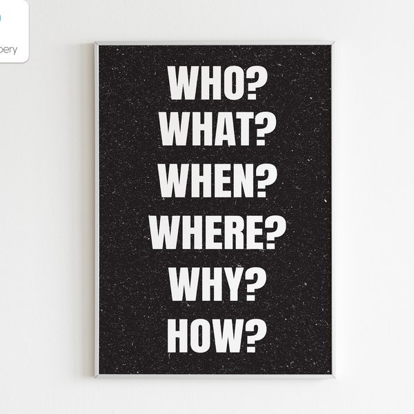 Who What When Where Why Posters - Etsy