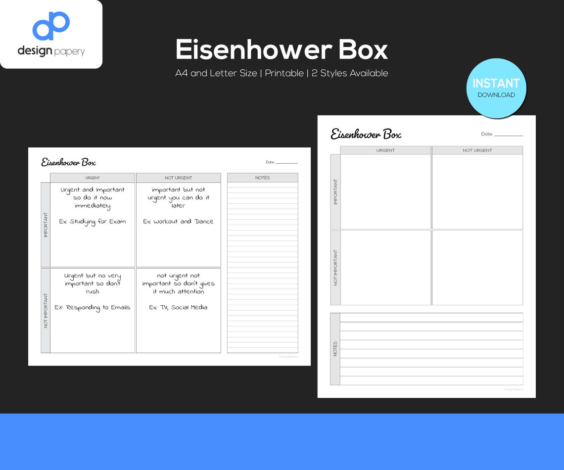 Eisenhowers Strategy Eisenhower Box Decision Matrix Time - Etsy