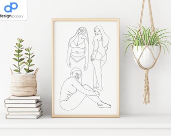 Curvy Woman Print, Body Positivity Poster, One Line Drawing, Woman Figure Art, Women Wall Art, Feminist Wall Art, Minimalist Home Decor