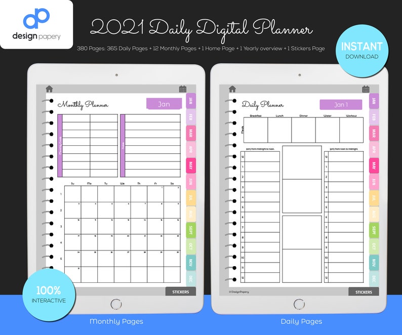 2021 Digital Daily Planner 2021 Interactive Planner 2021 Etsy