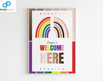 Rainbow Diversity Poster, LGBT Pride, Inclusive Classroom, Diversity Rainbow, Everyone Is Welcome, Inclusion Poster, Equality Poster, Pride