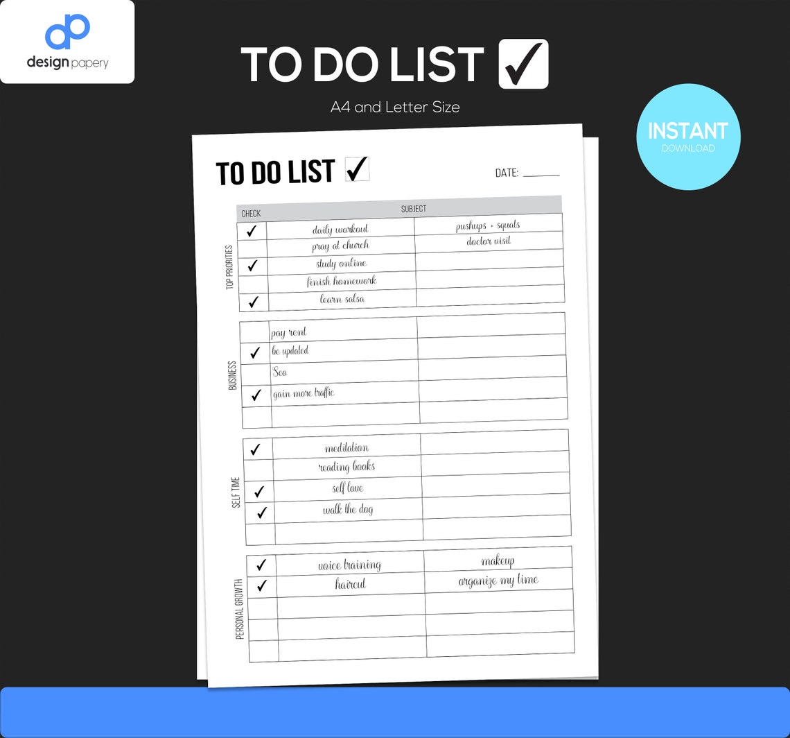 To Do List Study Printable Work Printable Priorities - Etsy
