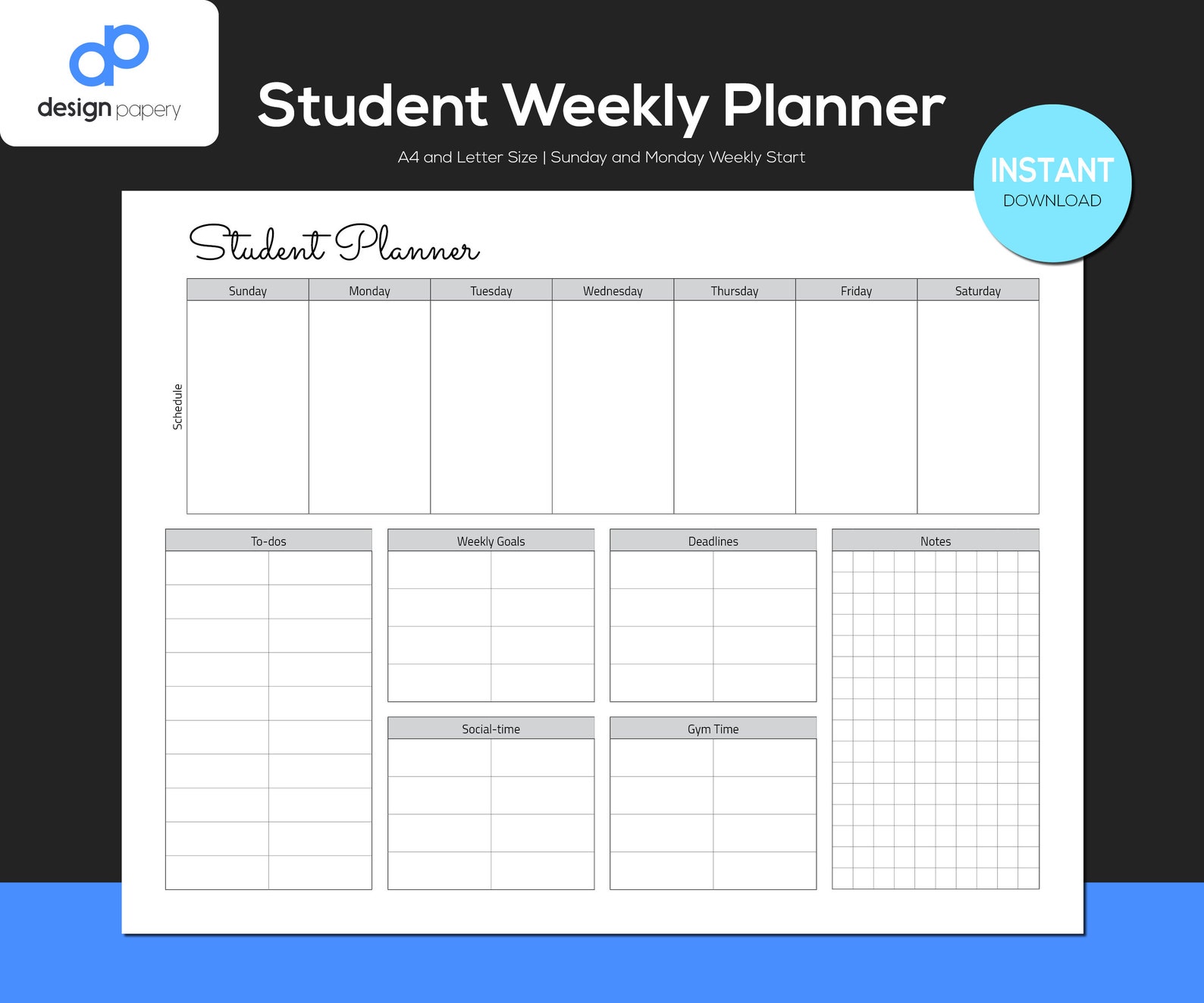 Weekly Student Planner Highschool Planner Assignments Etsy