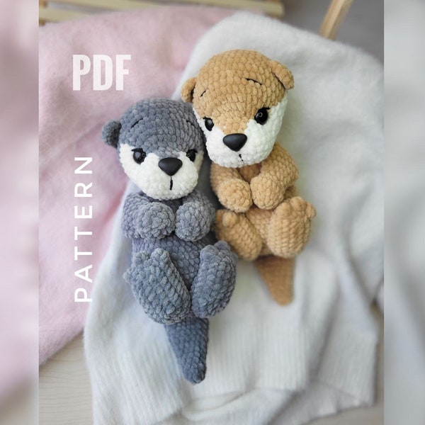 Amigurumi pattern Otter crochet, Crochet pattern Otter plush, migurumi PDF Tutorial baby sea otter, cute otter toy