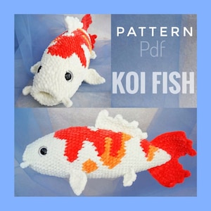 Crochet Koi fish pattern, Adorable Plushy Amigurumi Koi Fish Crochet Pattern, Crochet Pattern Toys, Ocean creature pattern