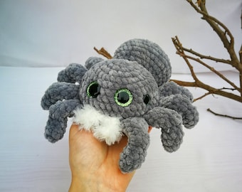 Spider crochet pattern, cute little furry spider toy, Low Sew Spider Pattern