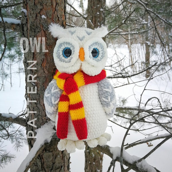 Polar owl crochet pattern, realistic owl pattern, cute crochet owl pdf file