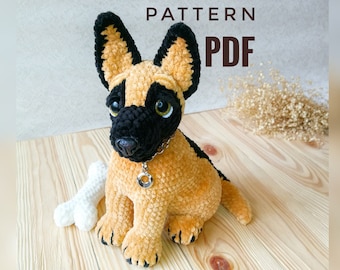Crochet Dog Shepherd Pattern Amigurumi Realistic Doggie Puppy PDF Tutorial Animal Crochet