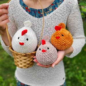 Crochet chicken pattern, plush chicken, cute  chicken, chicken toy