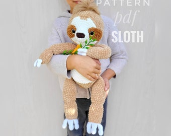 Sloth Crochet pattern Amigurumi PDF pattern, Crochet Sloth plush pattern,  crochet sloth toy