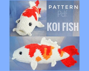 Crochet Koi fish pattern, Adorable Plushy Amigurumi Koi Fish Crochet Pattern, Crochet Pattern Toys, Ocean creature pattern