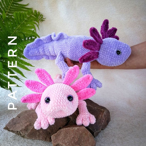 Crochet Axolotl PDF pattern, plush axolotl, cute  axolotl, crocheted axolotl, axolotl toy