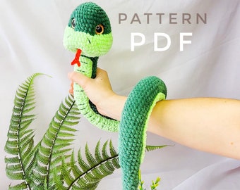 Amigurumi pattern snake crochet, Crochet pattern boa plush, migurumi PDF Tutorial snake, cute snake toy
