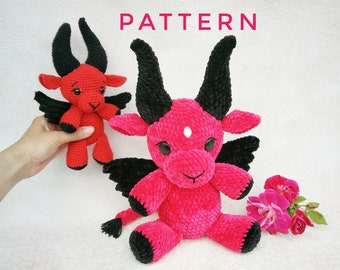 Baphomet Crochet Pattern Amigurumi, Plush Toy Cow Devil Goth, Baphomet tutorial, devil amigurumi, keychain Baphomet