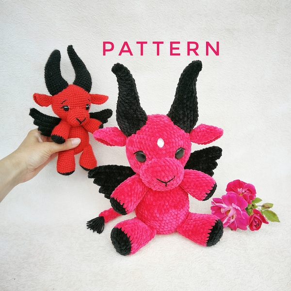 Baphomet Crochet Pattern Amigurumi, Plush Toy Cow Devil Goth, Baphomet tutorial, devil amigurumi, keychain Baphomet