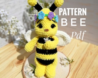 PATTERN: Bee - Crochet bee pattern - amigurumi bee pattern - crocheted baby bee pattern, Crochet Cute Bee Plush Pattern