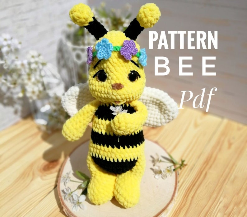 PATTERN: Bee Crochet bee pattern amigurumi bee pattern crocheted baby bee pattern, Crochet Cute Bee Plush Pattern image 1
