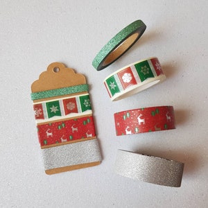 Washi tape sample - Christmas washi tape and silver glitter