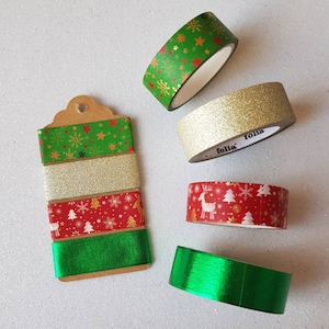Washi tape sample - Christmas washi and gold glitter