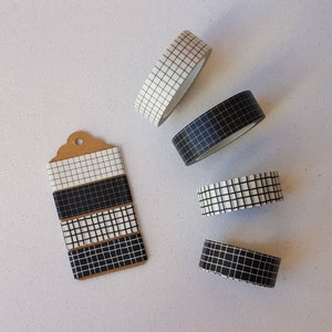 Muestra de cinta Washi - rejilla washi cinta blanco y negro