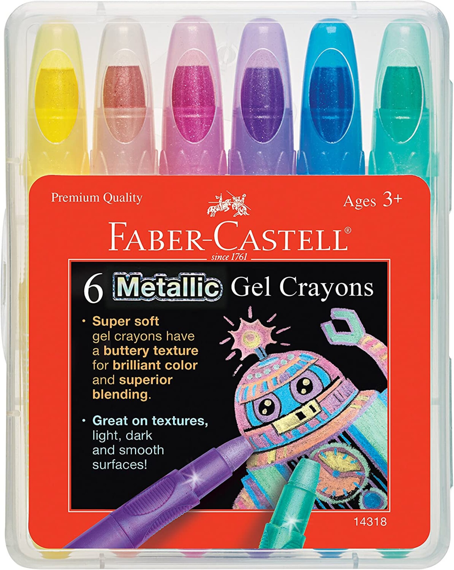 FaberCastell Metallic Gel Crayon Set 6 Twistable Gel Crayons Etsy