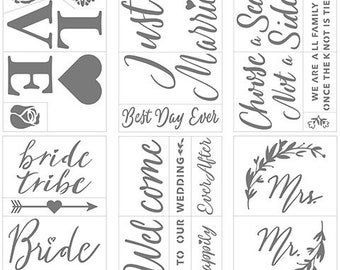Large 11x17 Adhesive Stencils in Wedding Designs, 6 pack