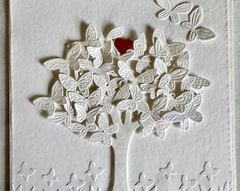 Handcrafted 3D Butterfly Tree Card - Personalized Embossed Card