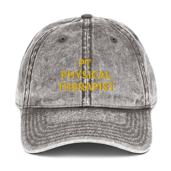 PT PHYSICAL THERAPIST Professional Vintage Cotton Twill Cap Old Fashioned  Work Uniform Accessories Embroidered Work Hats for Men and Women 