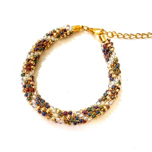 Homemade Seed Bead Bracelet Rustic Beaded Bracelet Kumihimo Beaded Bracelet Casual Jewelry Boho Woven Bracelet Hostess Gift