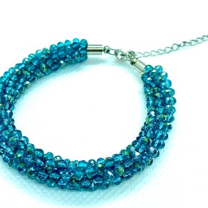 Blue Crystal Bracelet Small, Stocking Stuffer For Teens, Christmas Gifts For Daughter From Mom, Beaded Bracelet For Women, Secret Santa Gift