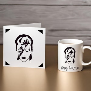 David Bowie as Ziggy Stardust Cut Out Silhouette Card and/or Personalised Mug