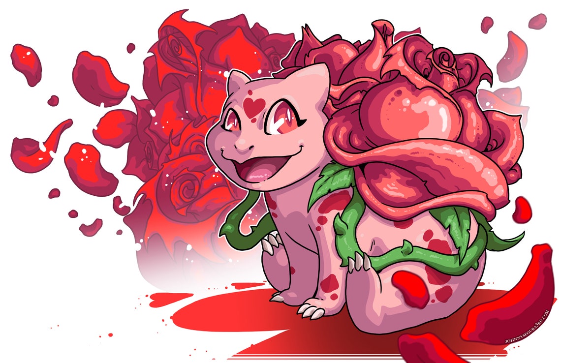 11x17 Rose Bulbasaur Art Print Etsy