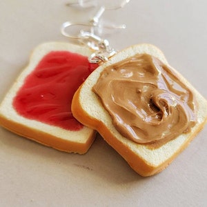 Peanut butter and Jelly Earrings, sandwich earrings, toast earrings, jam earrings, Peanut butter earrings, image 1