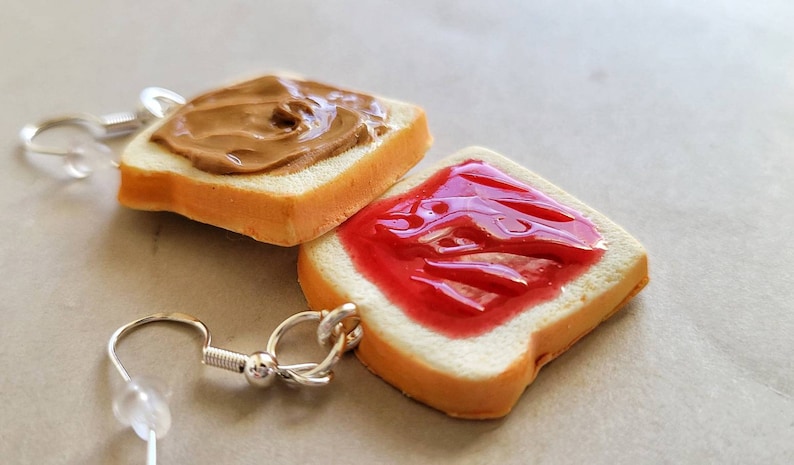 Peanut butter and Jelly Earrings, sandwich earrings, toast earrings, jam earrings, Peanut butter earrings, image 8