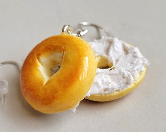 Bagels and Cream Cheese Earrings, bagel earrings