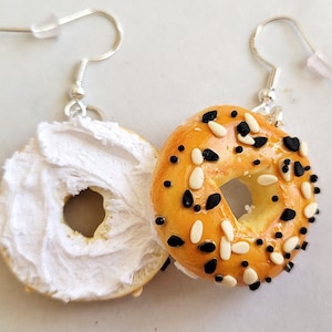 Everything Bagels and Cream Cheese Earrings, bagel earrings