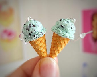 Mint Chocolate Chip Icecream earrings