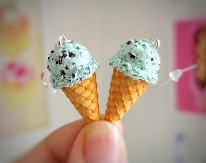 Mint Chocolate Chip Icecream earrings