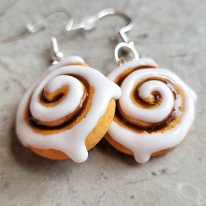 Cinnamon Roll Earrings: Handmade Polymer Clay with Sterling Silver Hooks