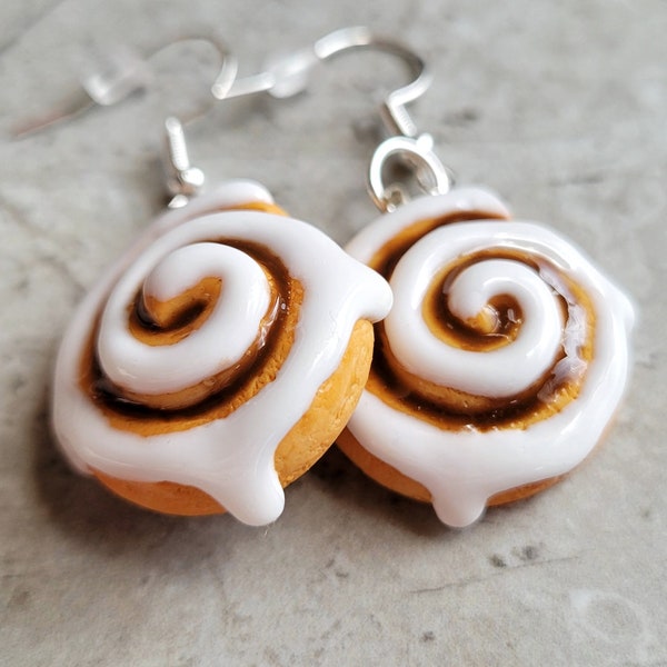 Cinnamon Roll Earrings, Cinnamon Rolls, Food Earrings, Dessert Earrings, Breakfast Earrings