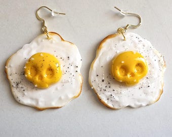 Skull Fried Egg Earrings