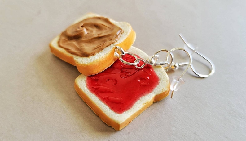 Peanut butter and Jelly Earrings, sandwich earrings, toast earrings, jam earrings, Peanut butter earrings, image 6
