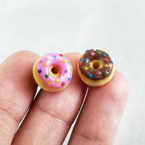 Donut Stud Earrings, Pink donut, sprinkle donut earrings, jelly Donut earrings, glaze Donut earrings, powdered sugar Donut, chocolate donut image 8