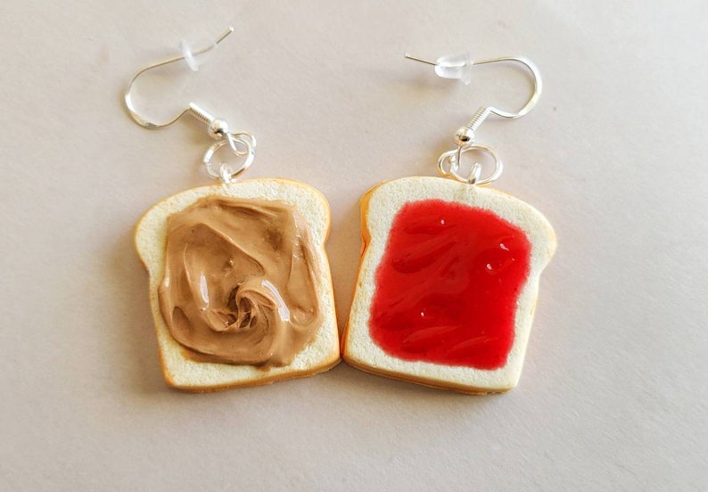 Peanut butter and Jelly Earrings, sandwich earrings, toast earrings, jam earrings, Peanut butter earrings, image 9